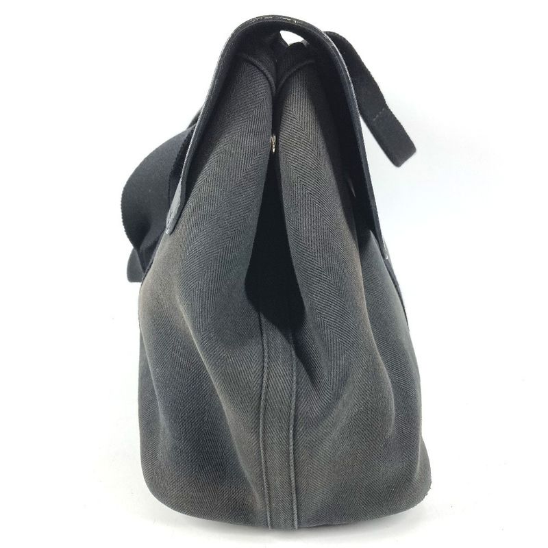 Hermes Handbag Valparaiso MM Toile Chevron Black