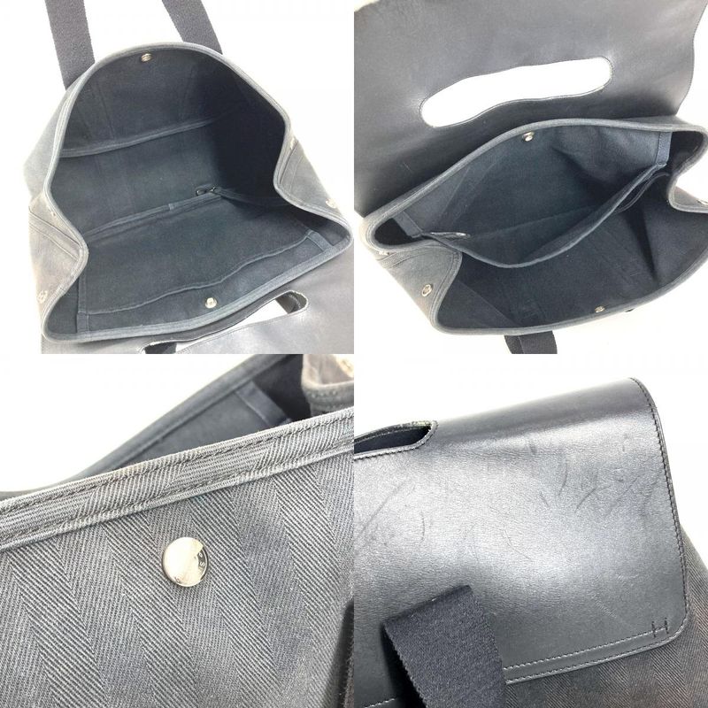 Hermes Handbag Valparaiso MM Toile Chevron Black
