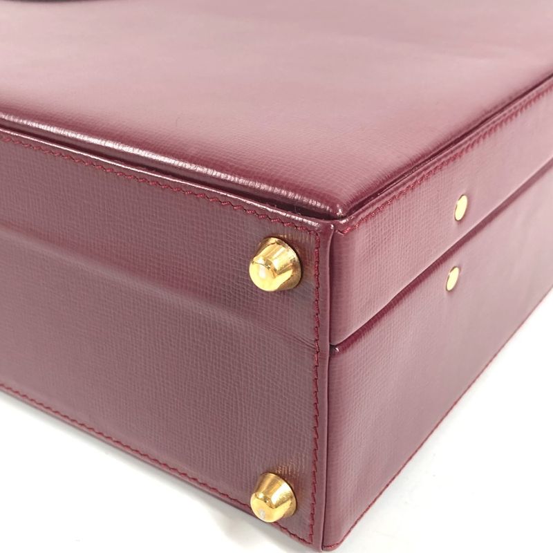 Cartier Handbag Logo Trunk Leather Wine Red