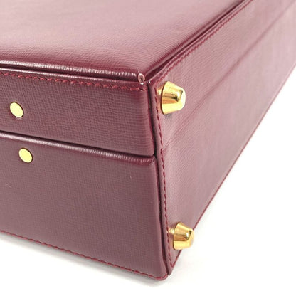 Cartier Handbag Logo Trunk Leather Wine Red