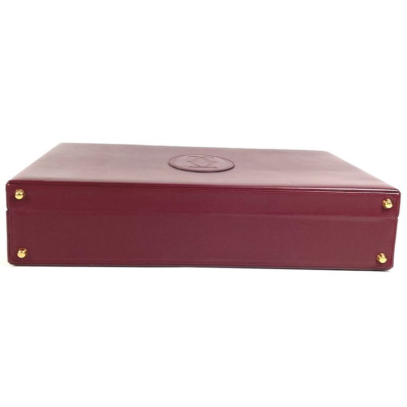 Cartier Handbag Logo Trunk Leather Wine Red