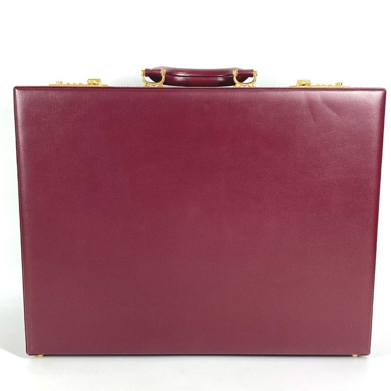 Cartier Handbag Logo Trunk Leather Wine Red