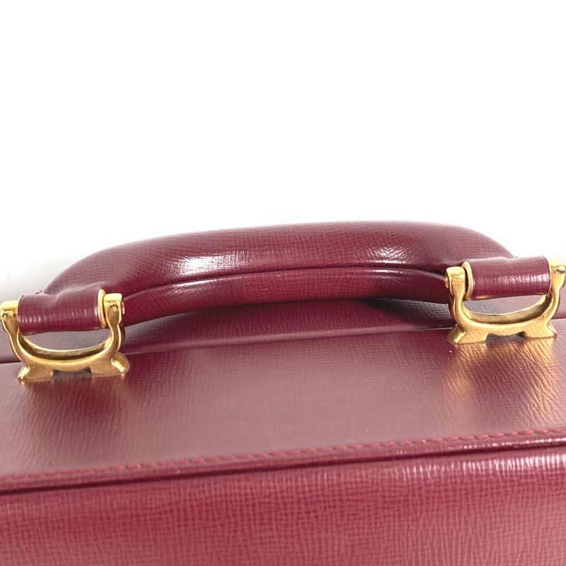 Cartier Handbag Logo Trunk Leather Wine Red