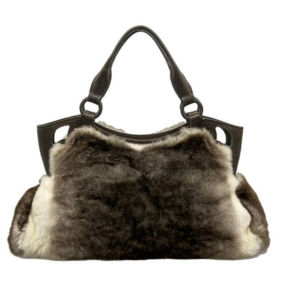 Cartier Handbag Marcello Dark Brown White Leather Fur