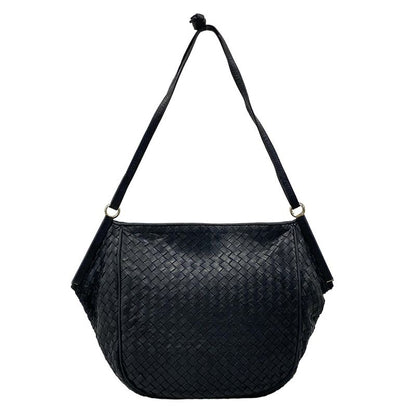 Bottega Veneta Shoulder Bag Intrecciato Dark Navy Leather