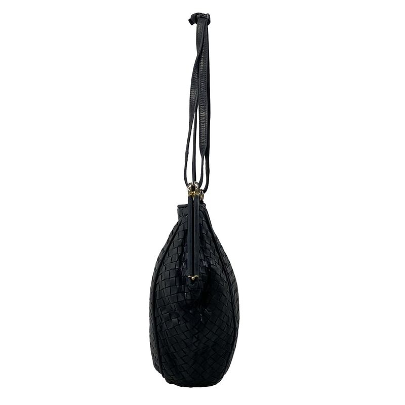Bottega Veneta Shoulder Bag Intrecciato Dark Navy Leather