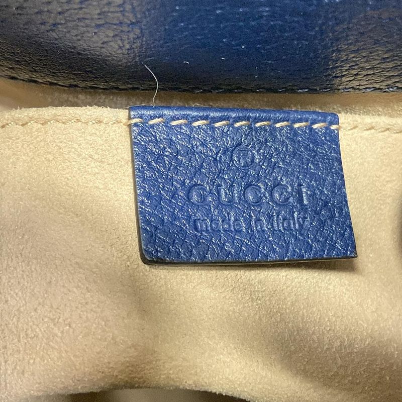 Gucci Ophidia Small Bucket Bag Navy Drawstring Cotton X Red