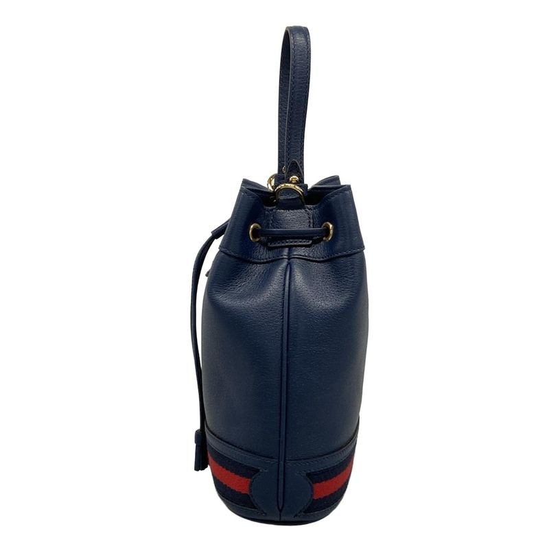 Gucci Ophidia Small Bucket Bag Navy Drawstring Cotton X Red