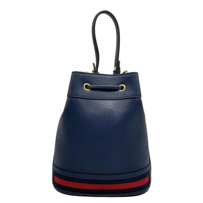 Gucci Ophidia Small Bucket Bag Navy Drawstring Cotton X Red