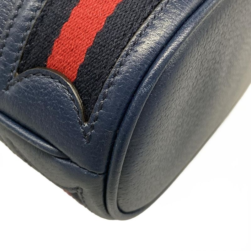 Gucci Ophidia Small Bucket Bag Navy Drawstring Cotton X Red