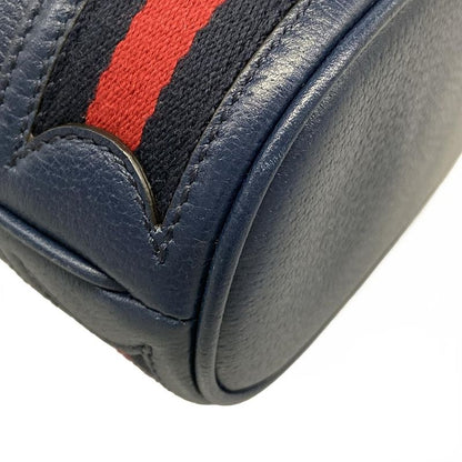 Gucci Ophidia Small Bucket Bag Navy Drawstring Cotton X Red
