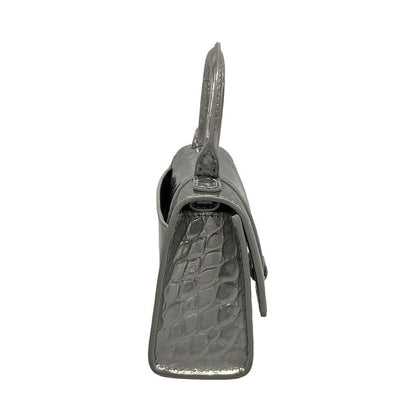 Balenciaga Hourglass Mini Silver Bag Embossed Leather