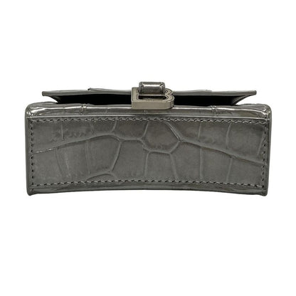 Balenciaga Hourglass Mini Silver Bag Embossed Leather