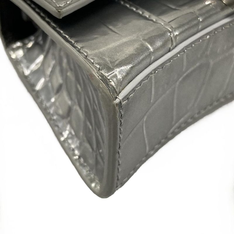 Balenciaga Hourglass Mini Silver Bag Embossed Leather