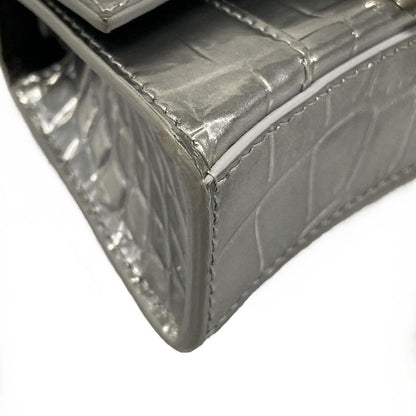 Balenciaga Hourglass Mini Silver Bag Embossed Leather