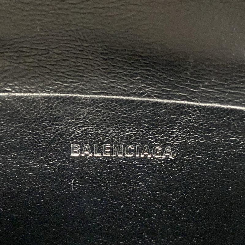 Balenciaga Hourglass Mini Silver Bag Embossed Leather