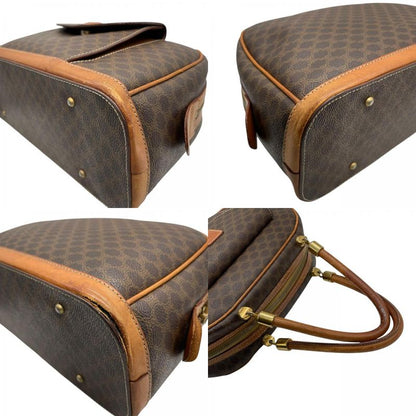 Celine Old Macadam Leather Handbag Front Pocket Brown Gold Classic Cles Dies Z3