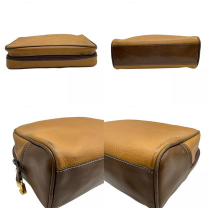 Loewe Anagram Leather Clutch Beige Brown Gold Second Vintage K7
