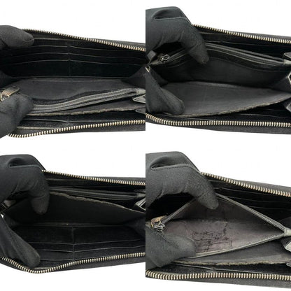 Saint Laurent Yves YSL Wallet Round Zip Patent Leather Enamel Black Gold Big