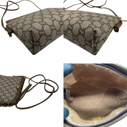 Gucci Plus GG Leather Shoulder Bag Monogram Classic Beige Gray Brown Gold