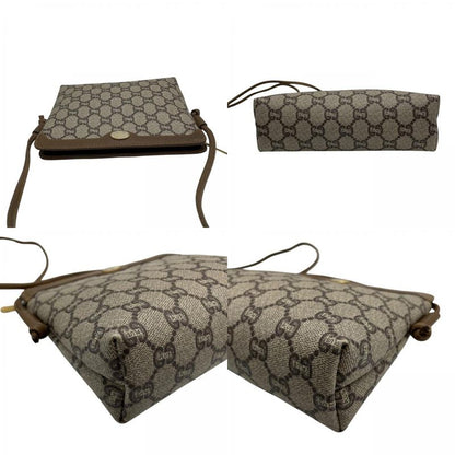 Gucci Plus GG Leather Shoulder Bag Monogram Classic Beige Gray Brown Gold
