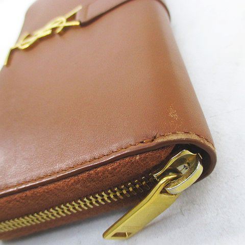 Saint Laurent Paris Round Zippy Wallet Gold Brown