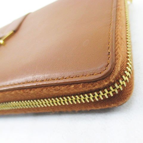 Saint Laurent Paris Round Zippy Wallet Gold Brown
