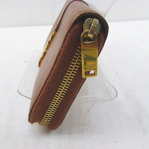Saint Laurent Paris Round Zippy Wallet Gold Brown