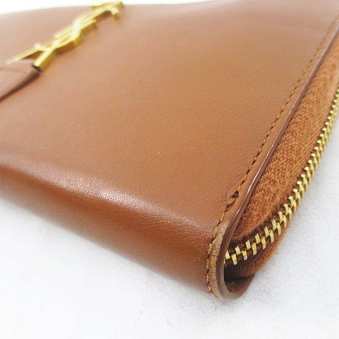 Saint Laurent Paris Round Zippy Wallet Gold Brown