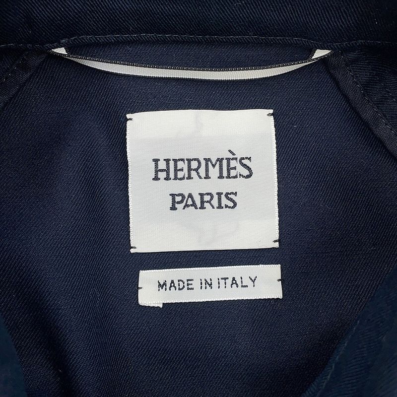 Hermes Jacket Veste Taille Brodee a Smocks Shirt Cotton 34