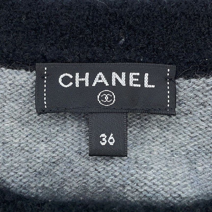 Chanel Cardigan Coco Button Cashmere 36 Top Gray Black
