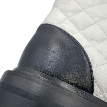 Chanel Short Boots Quilted CC Logo Leather 36 1 2C White Black