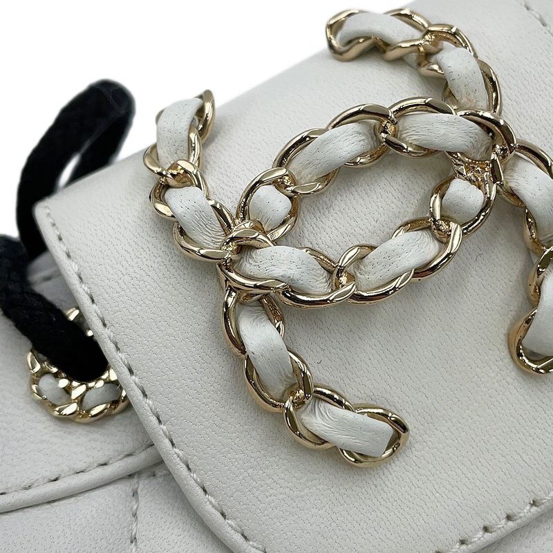 Chanel Short Boots Quilted CC Logo Leather 36 1 2C White Black