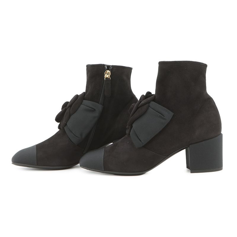 Chanel Short Boots Camellia CC Logo Suede 37C