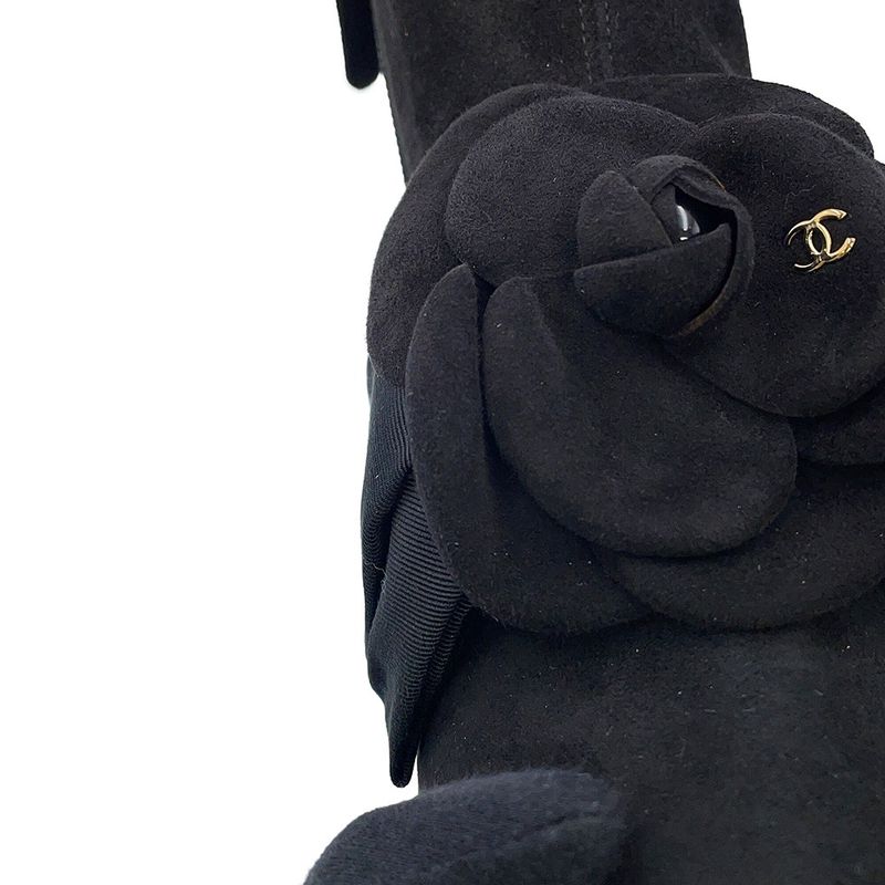 Chanel Short Boots Camellia CC Logo Suede 37C