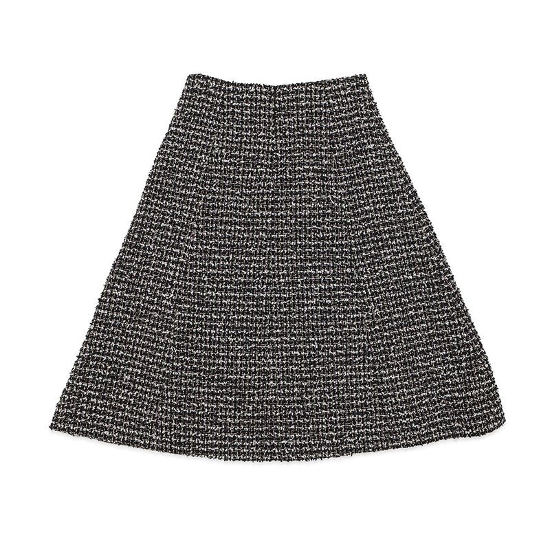 Chanel Skirt CC Logo Metiers D'art Tweed 34 Black Multicolor