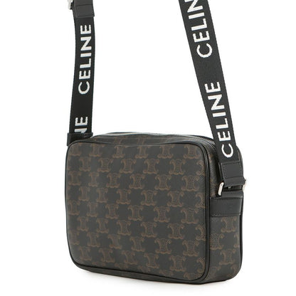 Celine Shoulder Bag Triomphe Horizontal Leather Black Brown