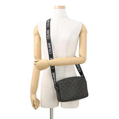 Celine Shoulder Bag Triomphe Horizontal Leather Black Brown