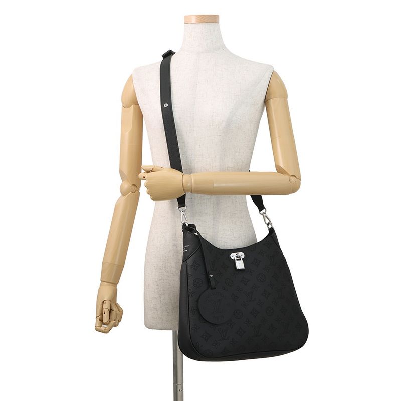 Louis Vuitton Shoulder Bag Monogram Mahina All Around MM Noir Black