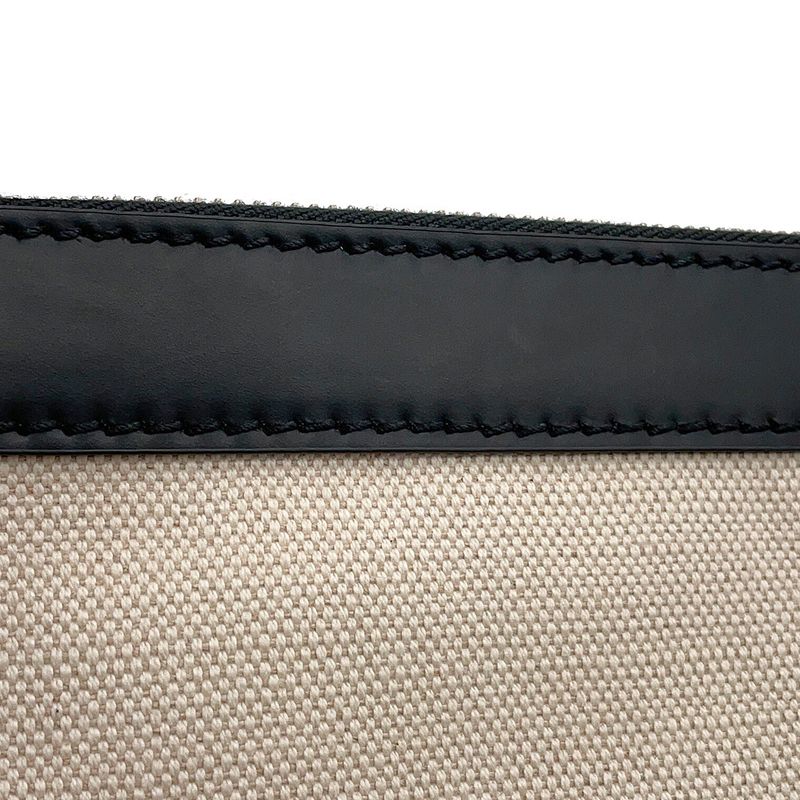 Balenciaga Clutch Navy Clip Leather Canvas Pouch Natural Black