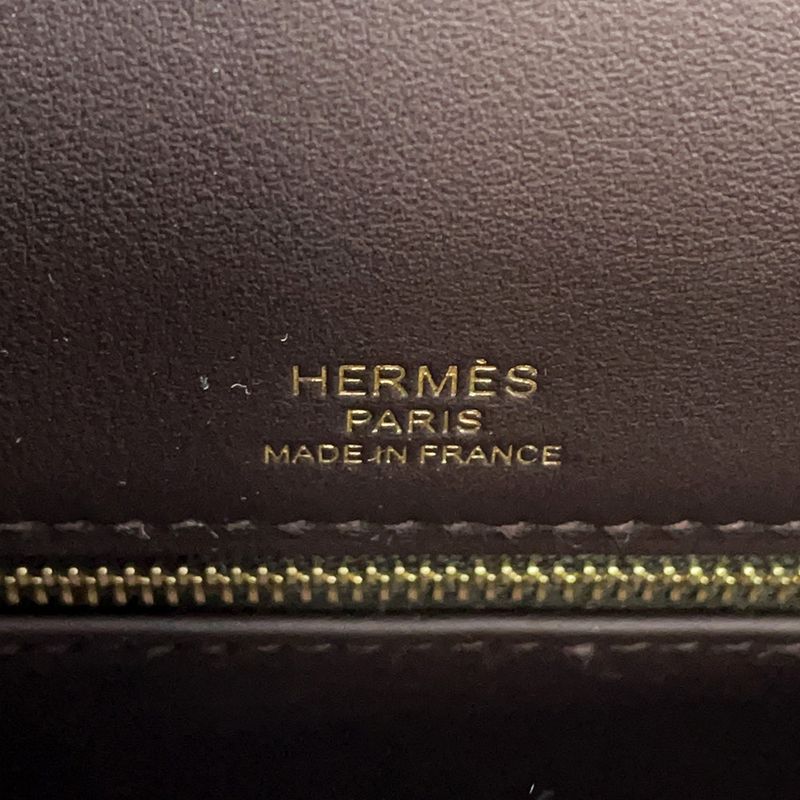 Hermes Handbag Kelly 28 Sellier Mocha Ecru Gold Swift Toile Ash