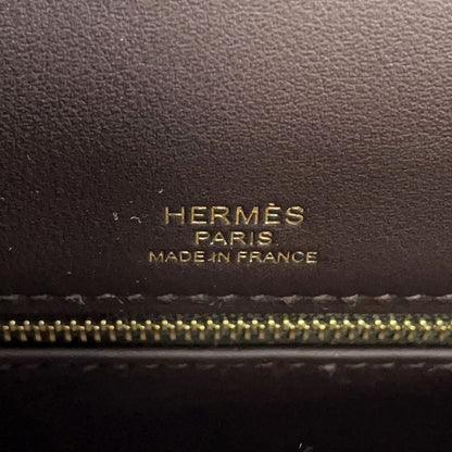 Hermes Handbag Kelly 28 Sellier Mocha Ecru Gold Swift Toile Ash