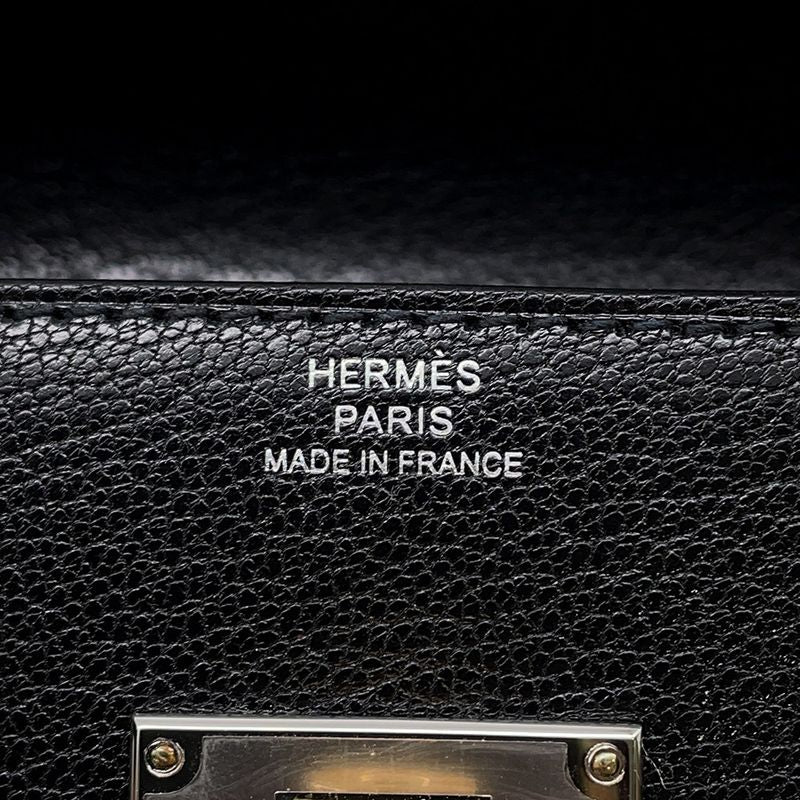 Hermes Wallet Kelly Pocket Long Black Electrum Chevre Sham Kira
