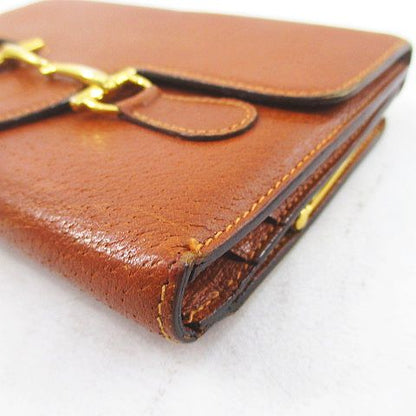 Gucci 035 001 Bifold Wallet Gama Mouth Horsebit Brown Leather
