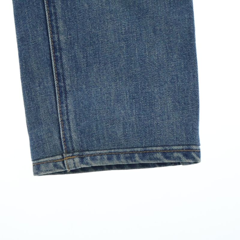 Celine Leather Patch Zip Fly Skinny Denim Pants Jeans Indigo