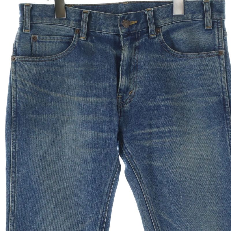 Celine Leather Patch Zip Fly Skinny Denim Pants Jeans Indigo