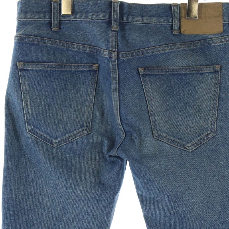 Celine Leather Patch Zip Fly Skinny Denim Pants Jeans Indigo