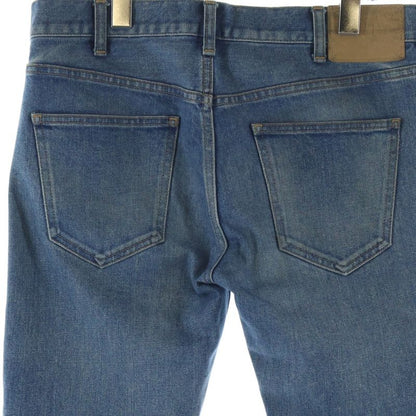 Celine Leather Patch Zip Fly Skinny Denim Pants Jeans Indigo