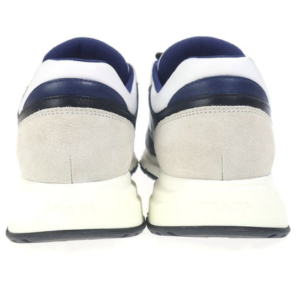 Prada Low Cut Sneakers White Navy Leather Shoes