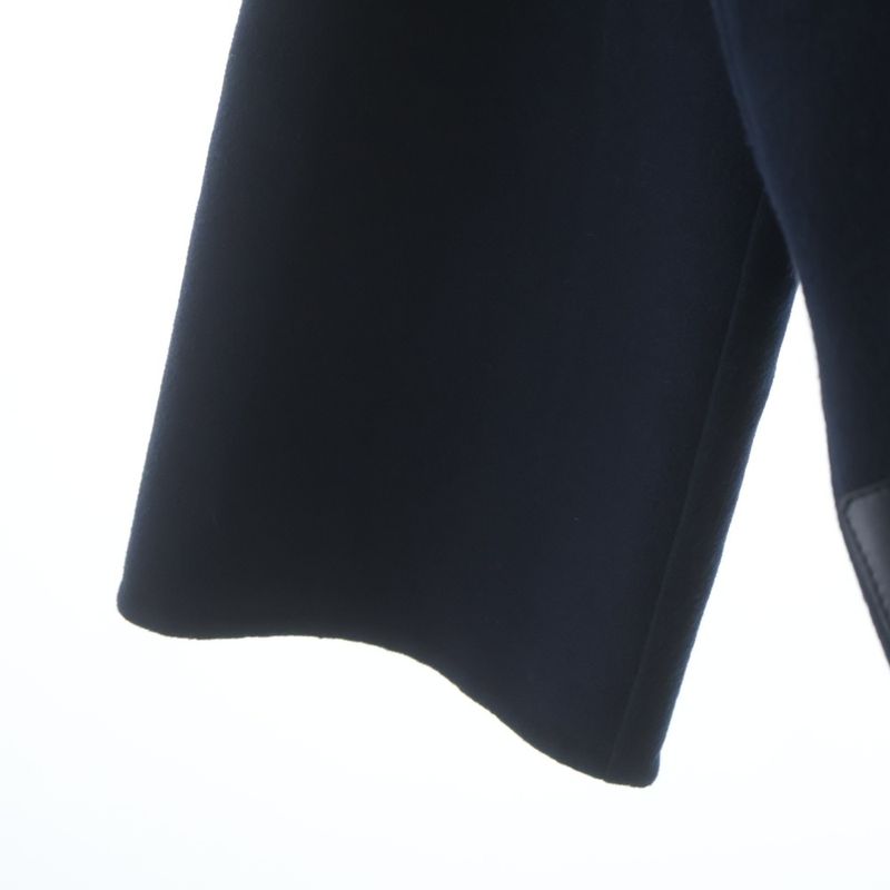 Hermes Hooded Cashmere Coat with Belt Blue Noir Black Navy